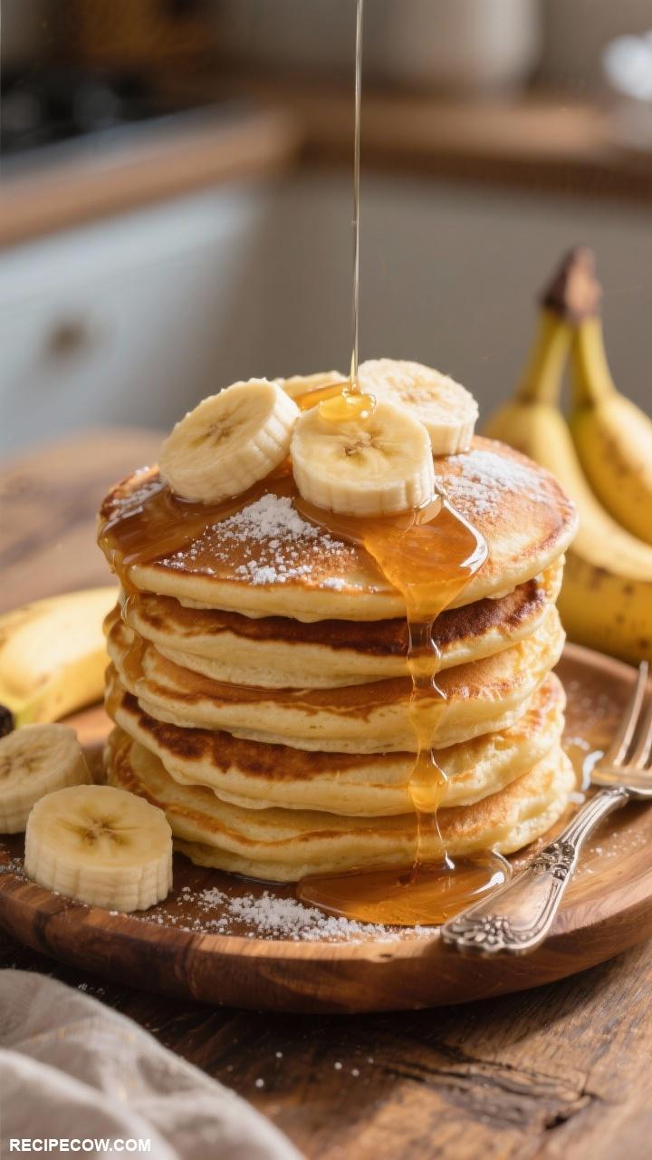 breakfast ideas Banana Pancakes with Maple Syrup