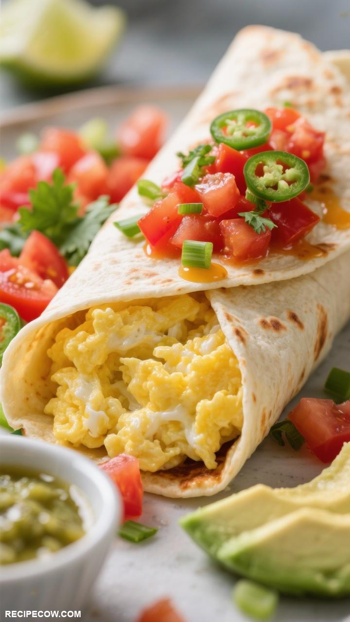 breakfast ideas Breakfast Burrito with Scrambled Eggs and Salsa 1