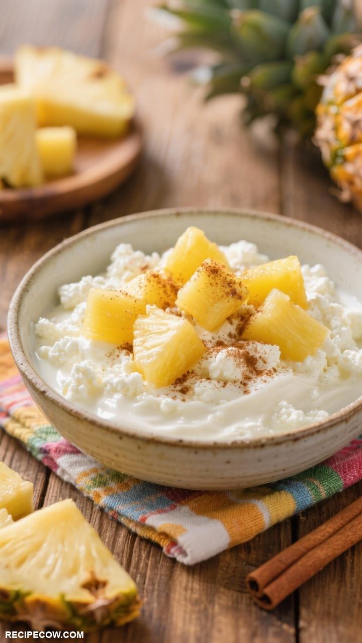 breakfast ideas Cottage Cheese with Pineapple and Cinnamon