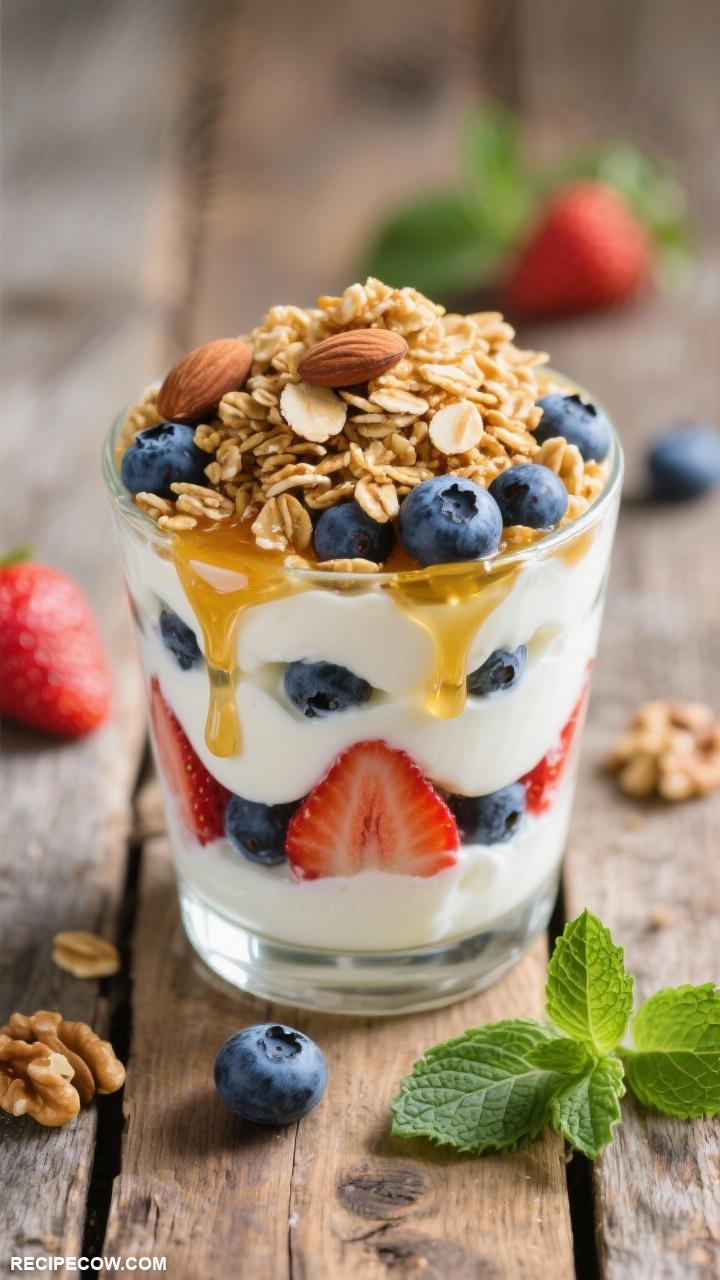 breakfast ideas Greek Yogurt Parfait with Granola and Nuts 1