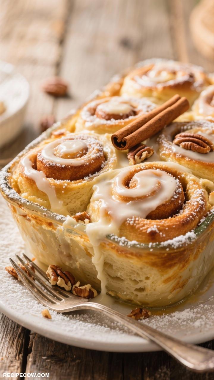 brunch ideas Cinnamon Roll Casserole with Cream Cheese Glaze