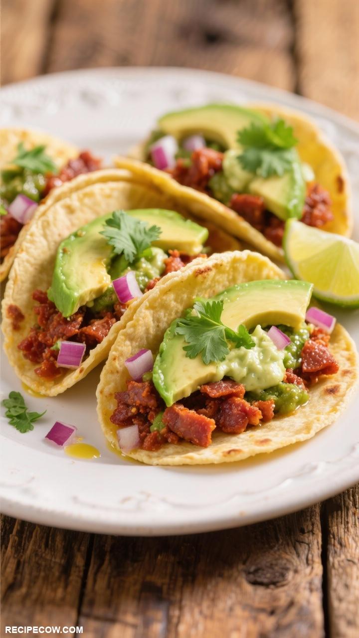 brunch ideas Mini Breakfast Tacos with Chorizo and Avocado
