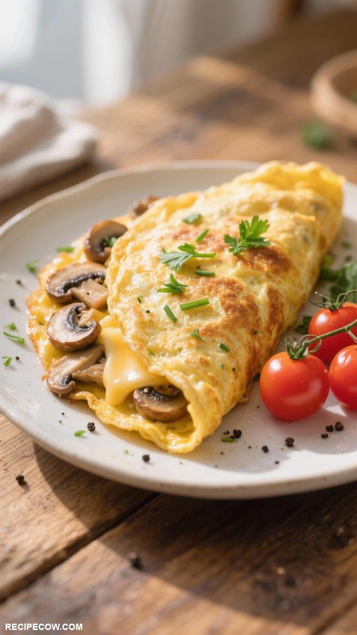 brunch ideas Mushroom and Cheese Omelette with Fresh Herbs