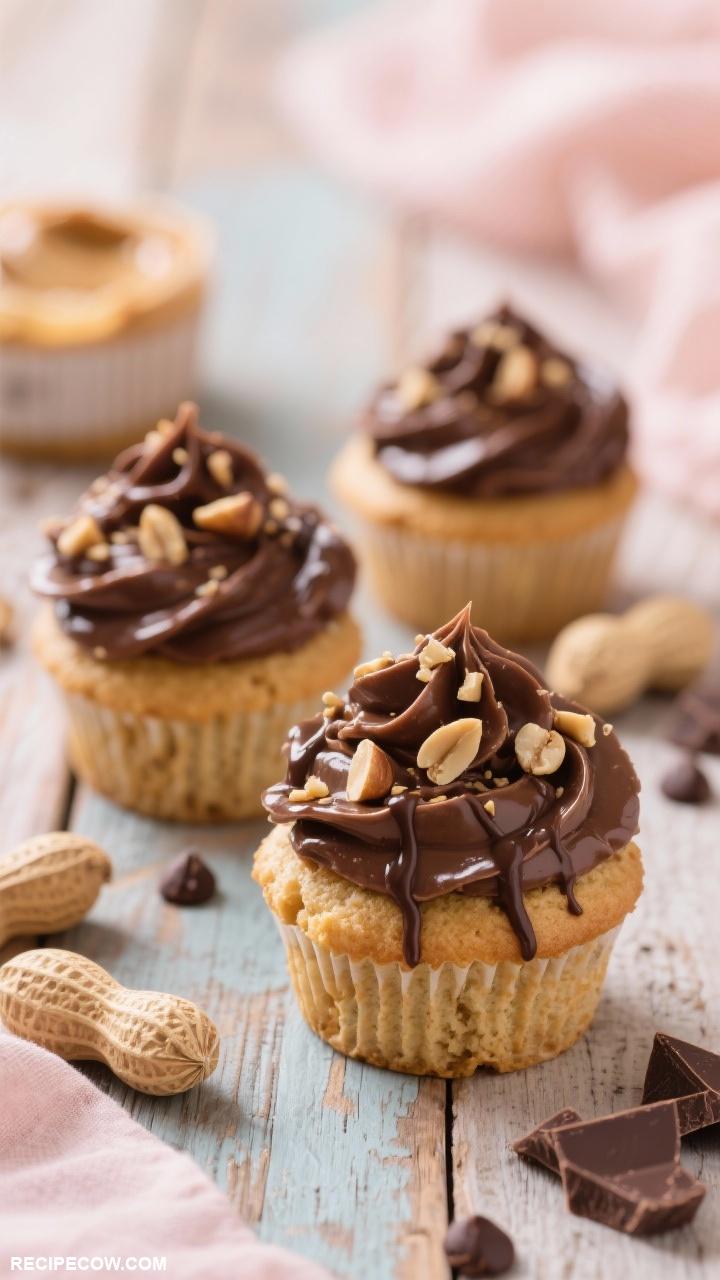 cupcake recipes Peanut Butter Cupcakes with Chocolate Frosting