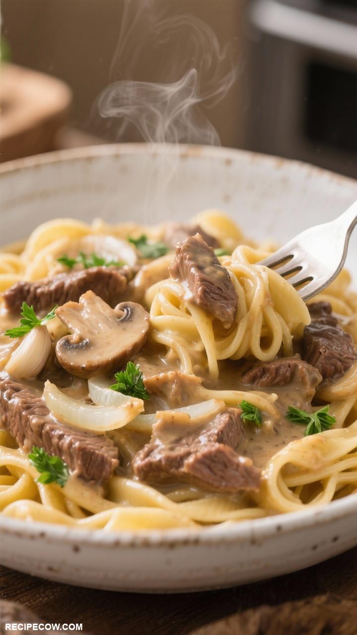 dinner ideas Classic Beef Stroganoff over Egg Noodles