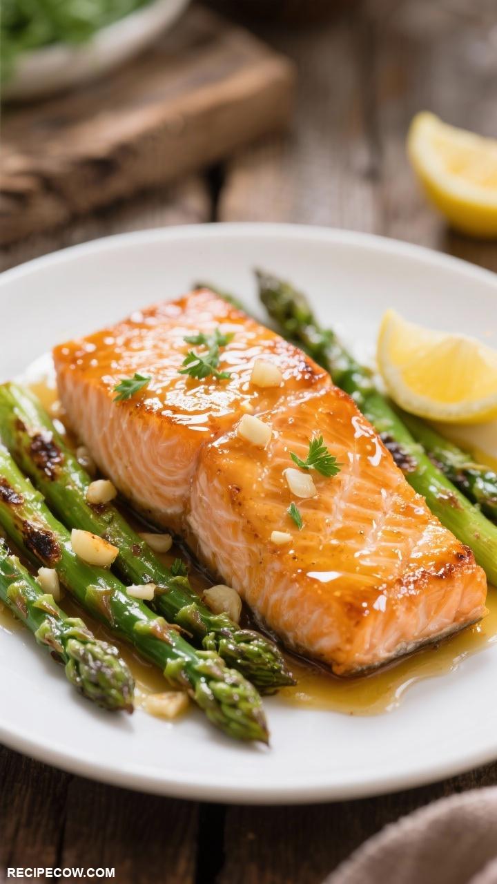 dinner ideas Honey Garlic Glazed Salmon with Roasted Asparagus