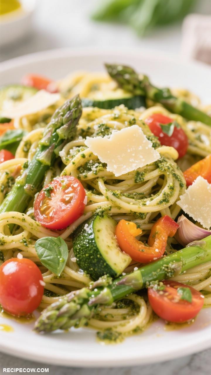 dinner ideas Pasta Primavera with Seasonal Vegetables and Pesto