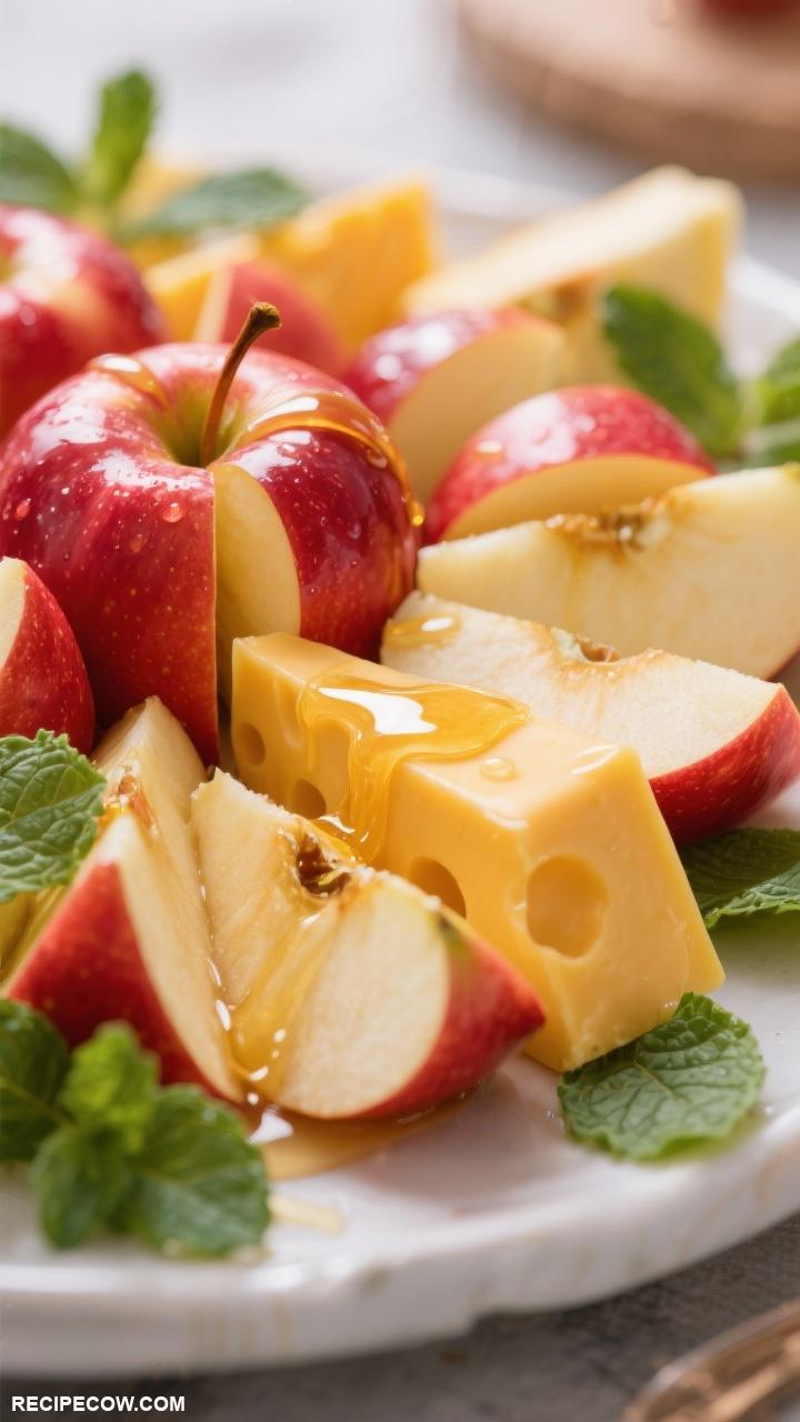 fruit platters Apples and Cheese A combination of sliced apples sharp cheddar and a drizzle of honey for a sweet and savory treat