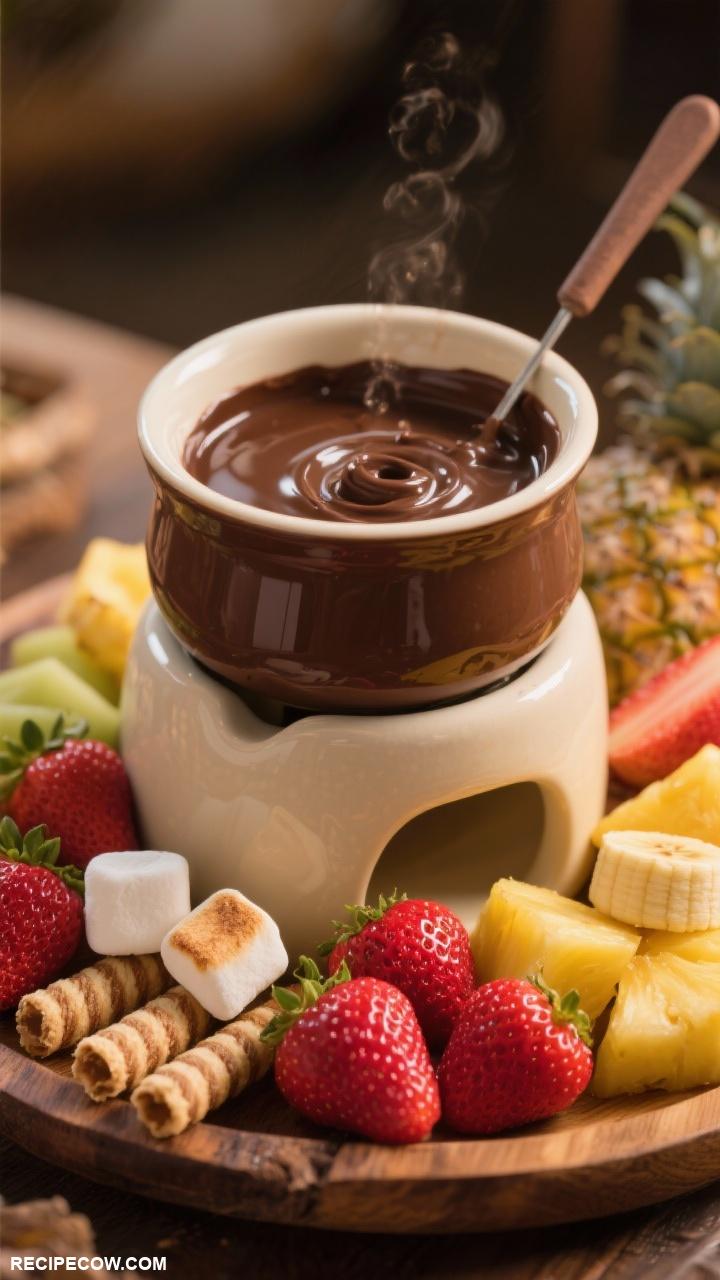 fruit platters Decadent Chocolate Fondue An assortment of fruits like strawberries bananas and pineapple for dipping in a rich chocolate sauce