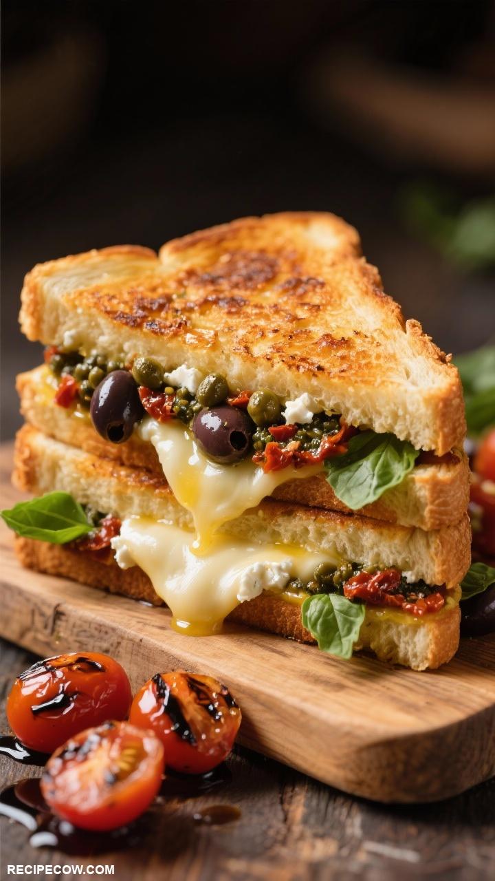 grilled cheese recipes Mediterranean Grilled Cheese with Feta and Olive Tapenade