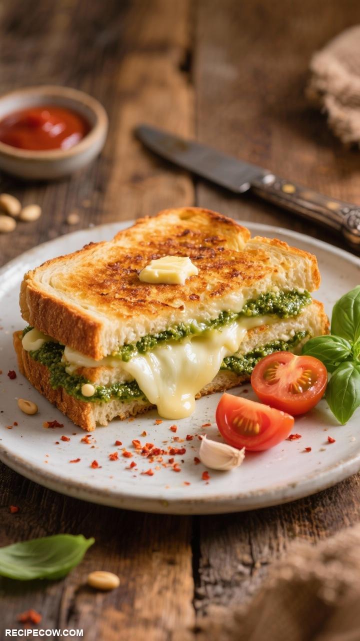 grilled cheese recipes Pesto and Mozzarella Grilled Cheese
