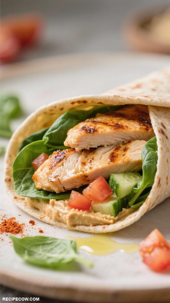 lunch ideas Grilled Chicken Wrap with Spinach and Hummus