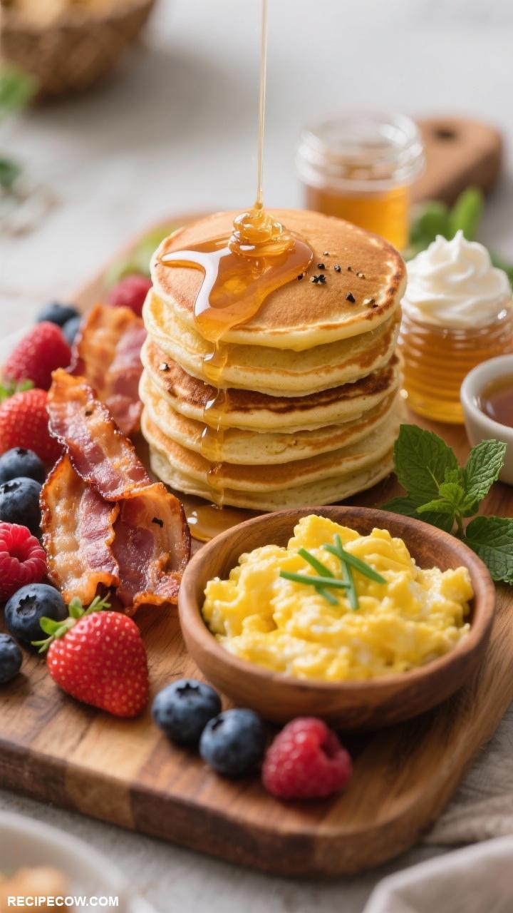 party boards Brunch Board with Eggs Bacon and Pancakes