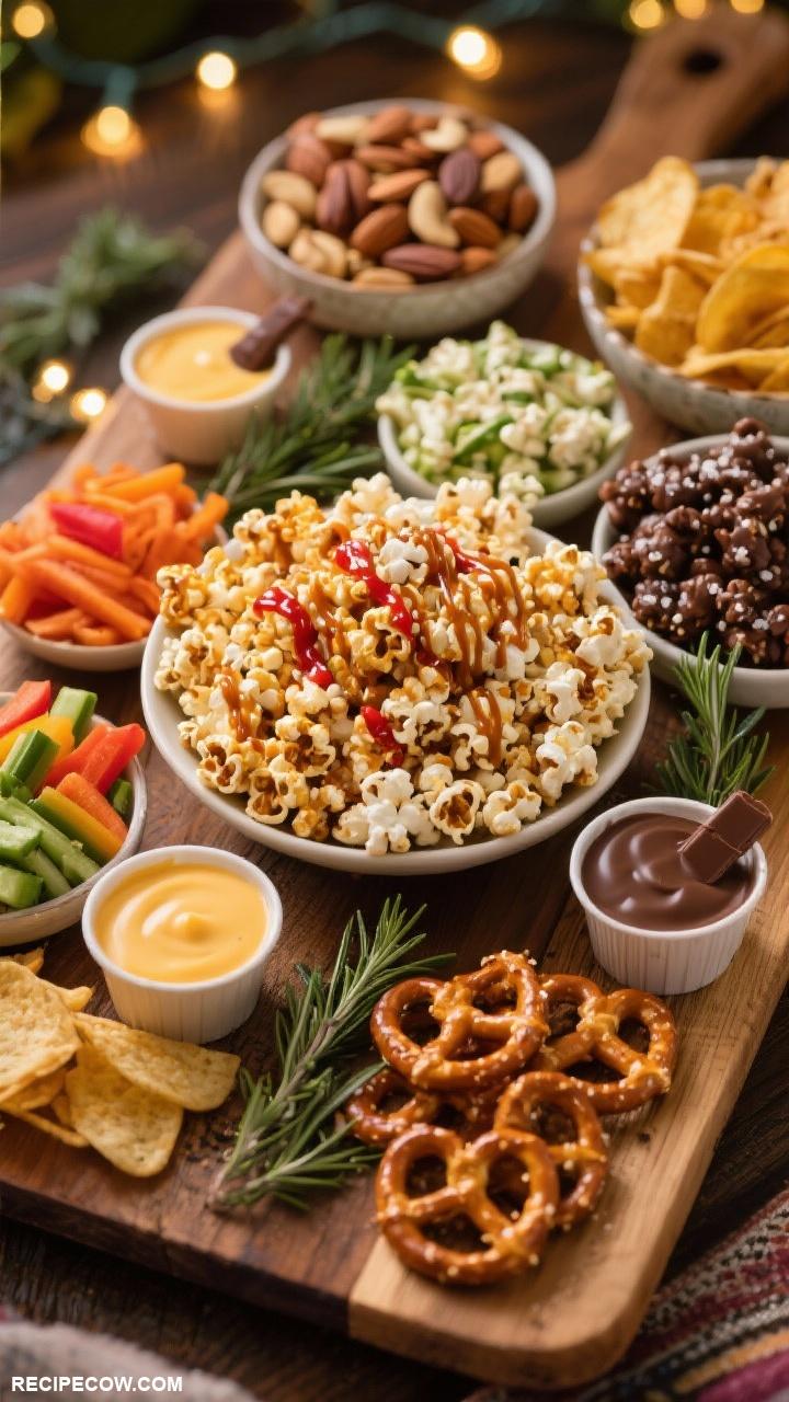 party boards Gourmet Popcorn and Snack Board for Movie Night