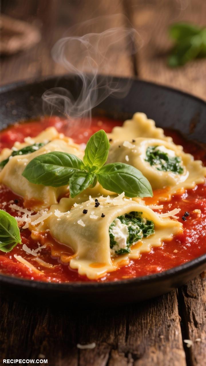 pasta recipes Ravioli in Tomato Basil Sauce