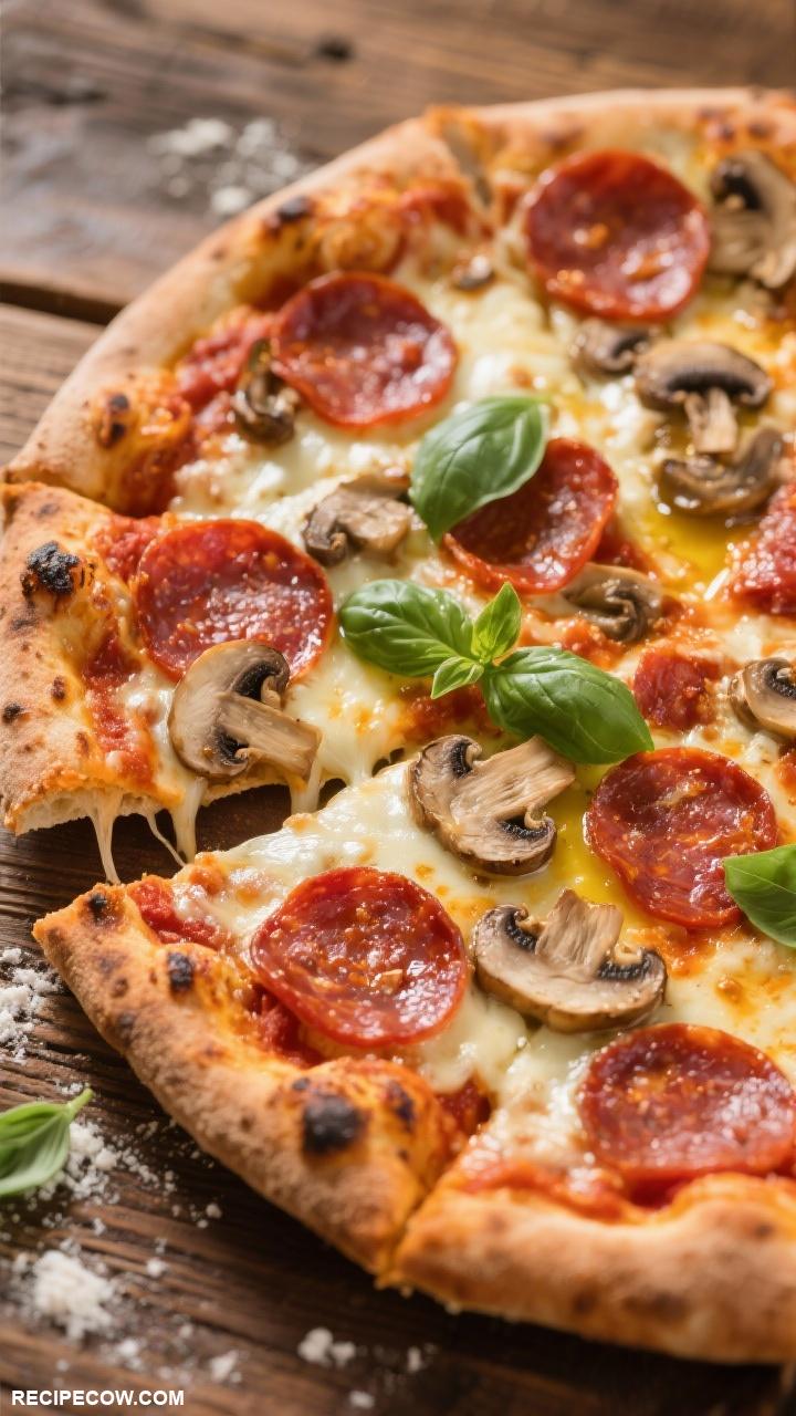 pizza recipes Pepperoni and Mushroom Pizza A traditional favorite with pepperoni mushrooms and mozzarella cheese