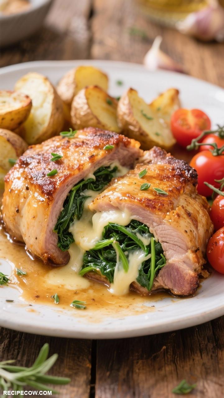 pork recipes Stuffed Pork Chops with Spinach and Cheese