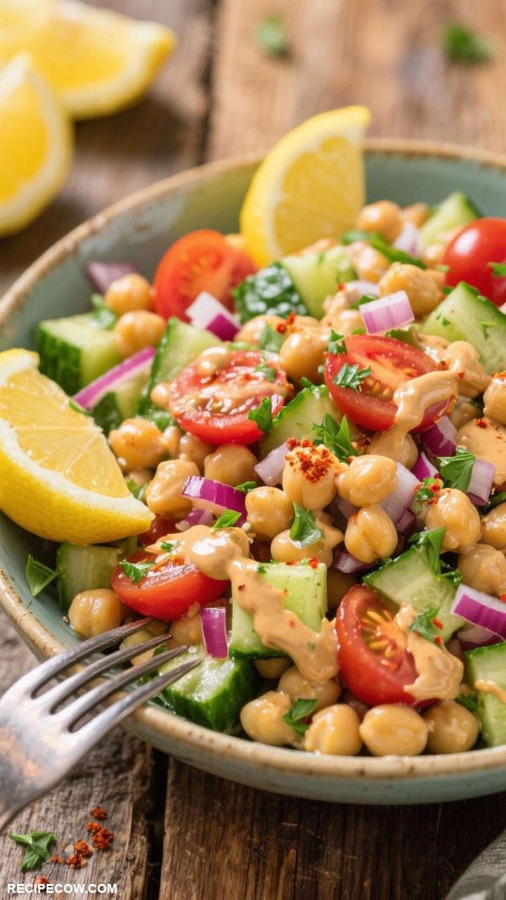 salad recipes Chickpea Salad with Lemon Tahini Dressing