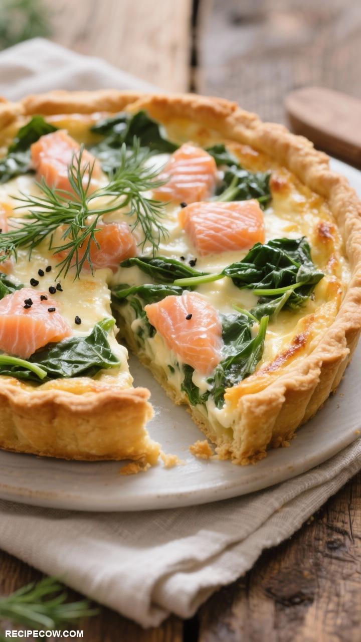 salmon recipes Salmon and Spinach Quiche