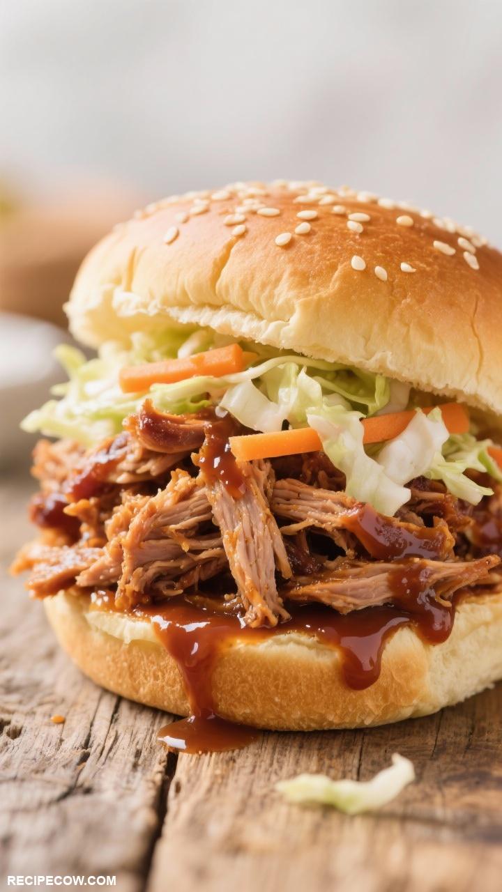 sandwich recipes Pulled Pork Sandwich Slow cooked pulled pork with barbecue sauce on a soft bun topped with coleslaw