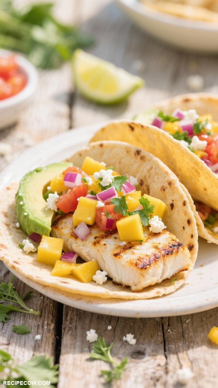 seafood recipes Mango Salsa Grilled Fish Tacos