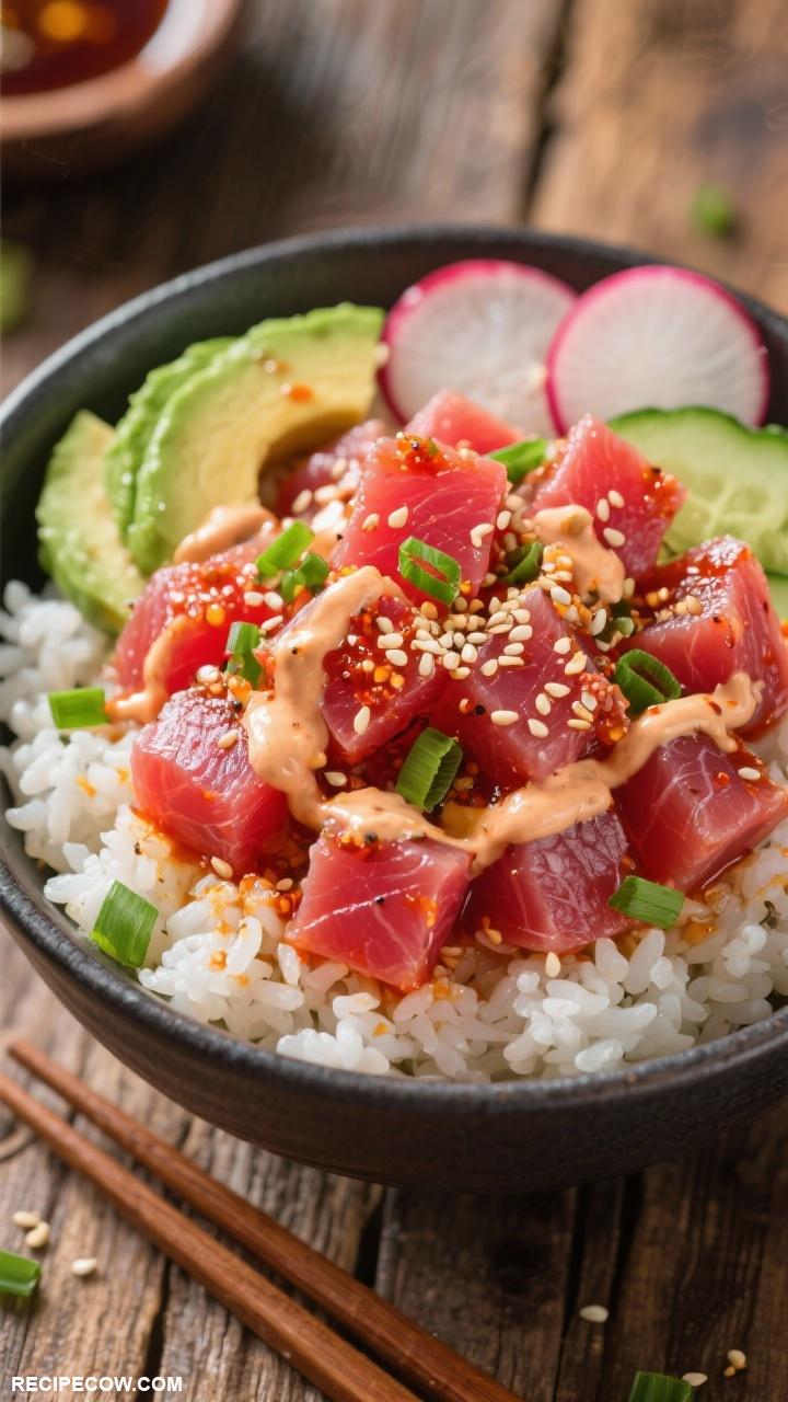 seafood recipes Spicy Tuna Poke Bowl