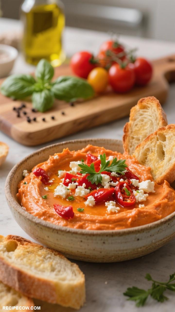 spreads recipes Roasted Red Pepper and Feta Spread