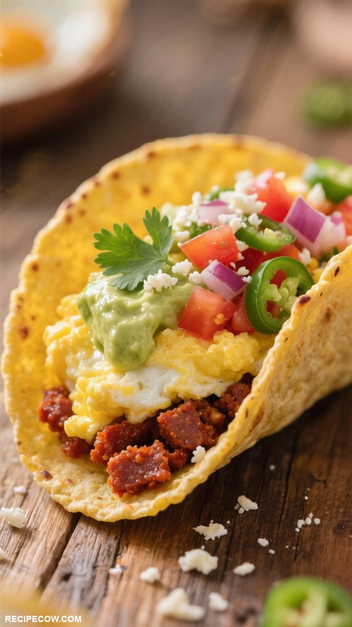 taco recipes Breakfast Tacos with Eggs and Chorizo