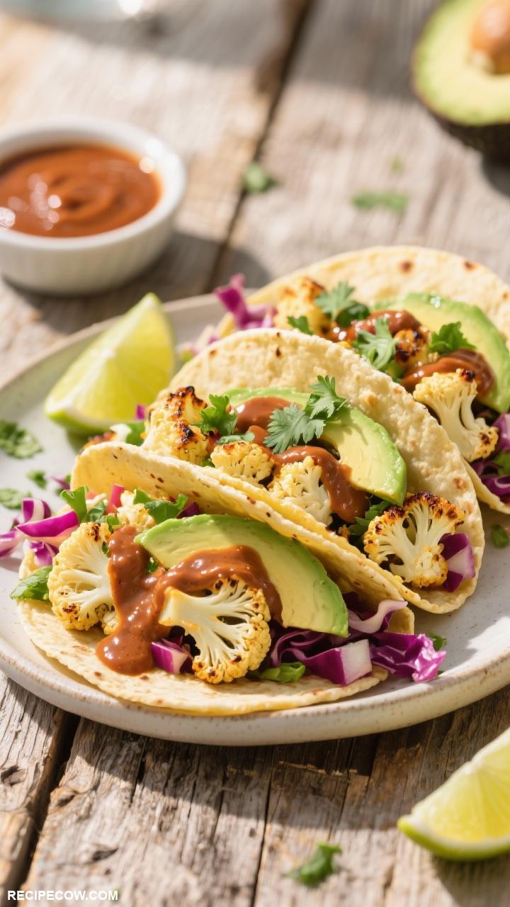 taco recipes Cauliflower Tacos with Chipotle Sauce