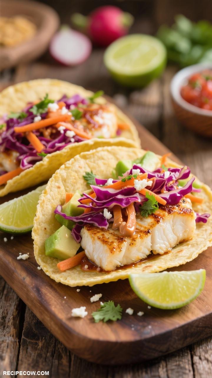 taco recipes Fish Tacos with Spicy Cabbage Slaw