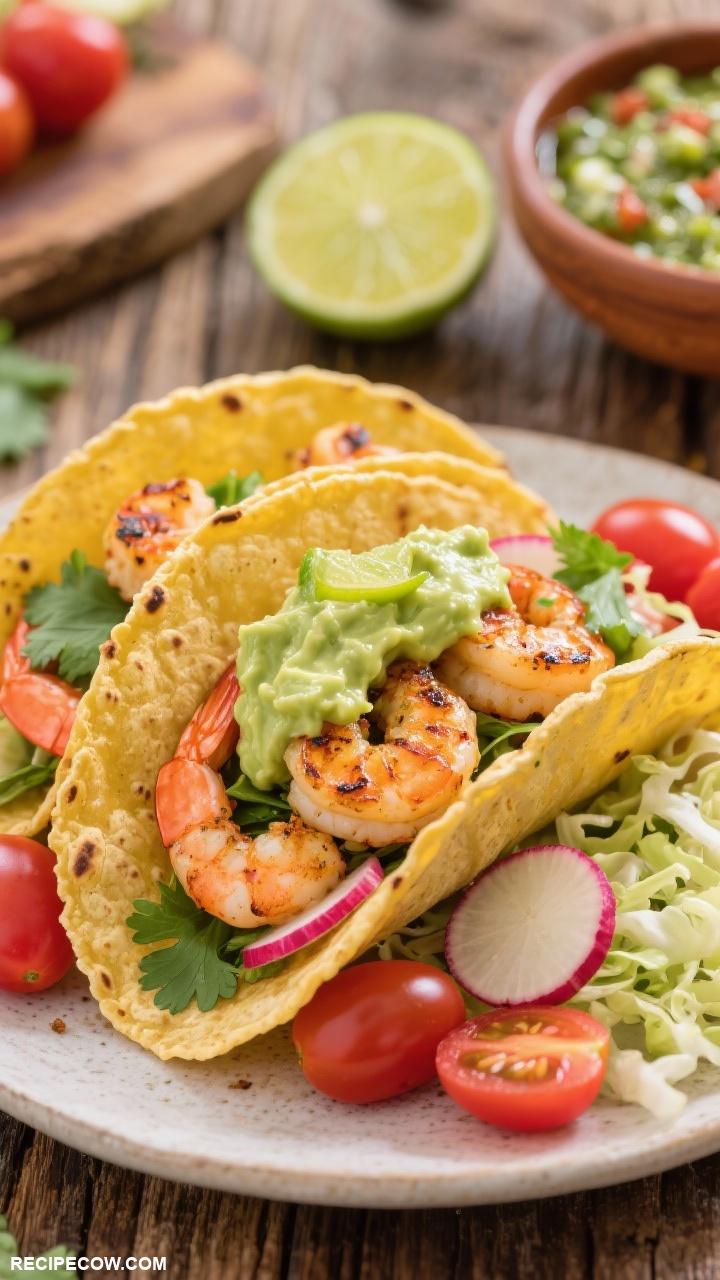 taco recipes Shrimp Tacos with Avocado Cream
