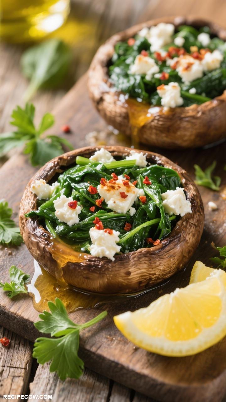vegetable recipes Spinach and Feta Stuffed Portobello Mushrooms