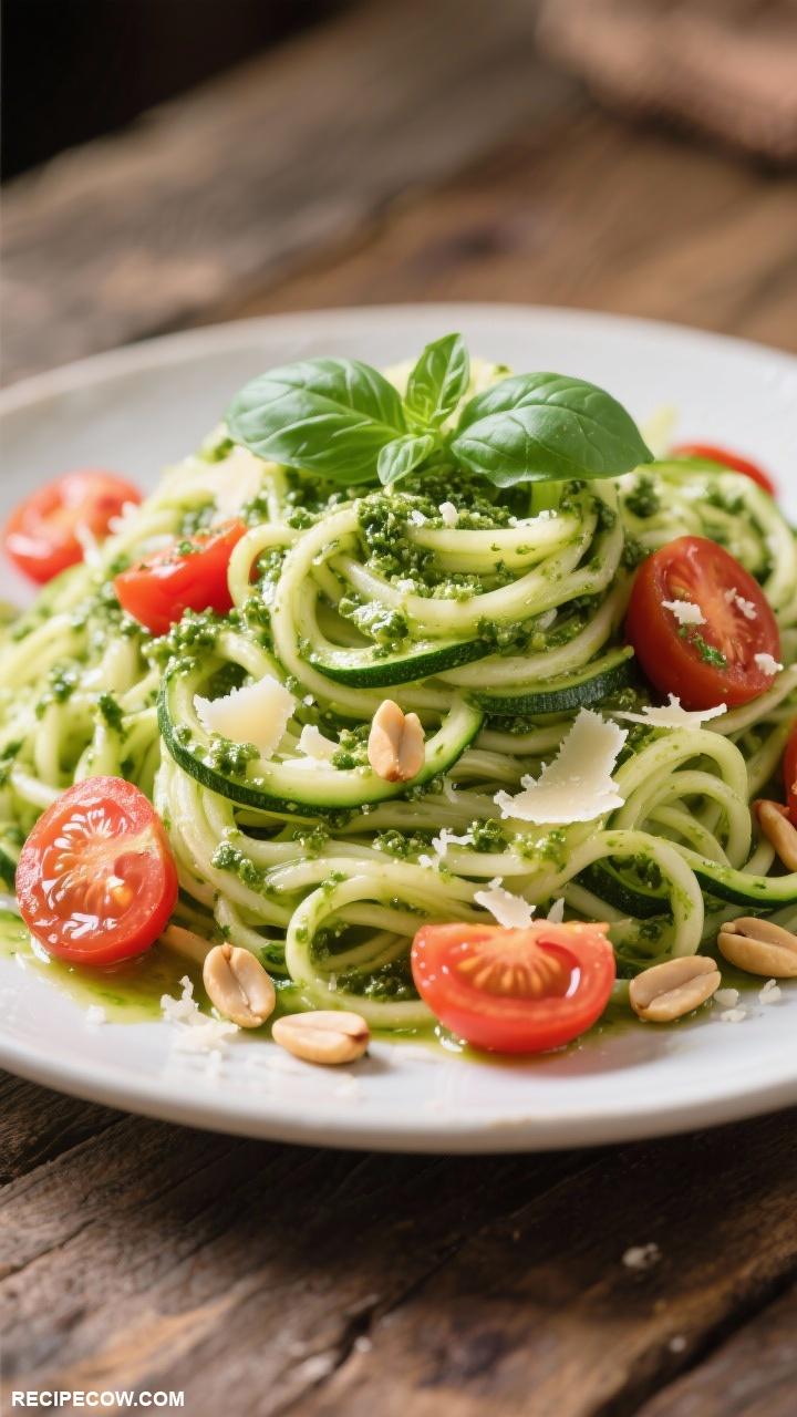vegetable recipes Zucchini Noodles with Pesto