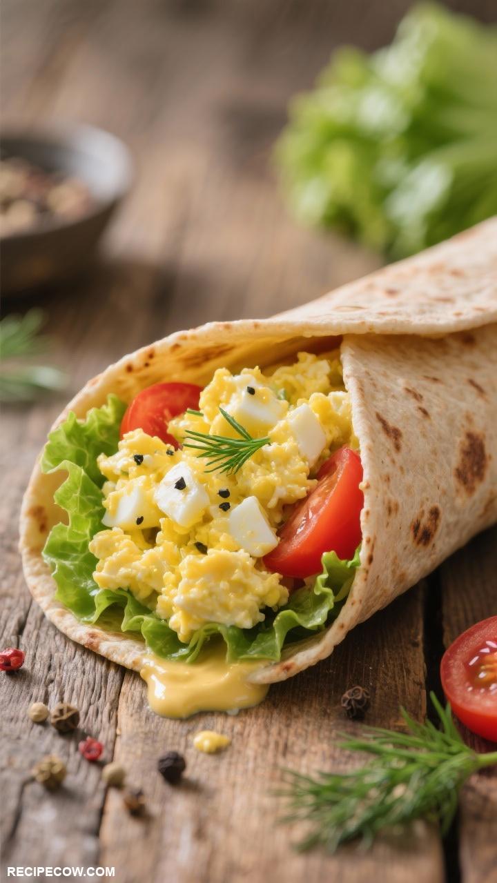 wrap recipes Egg Salad Wrap Classic egg salad with lettuce and tomato wrapped in a whole wheat tortilla