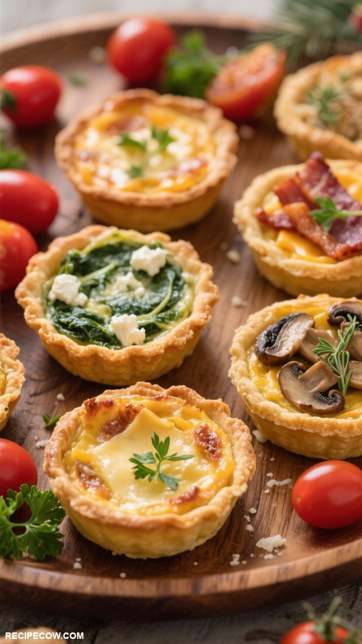 Holiday appetizers Mini Quiches with Assorted Fillings