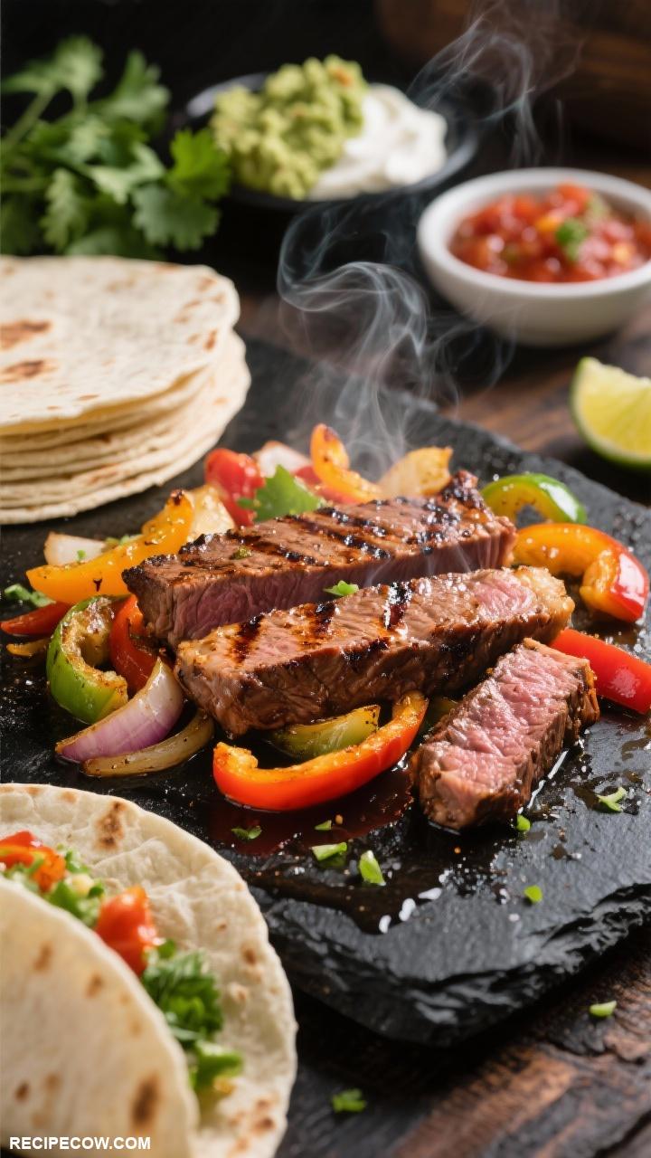 black stone meals Flank Steak Fajitas on Stone