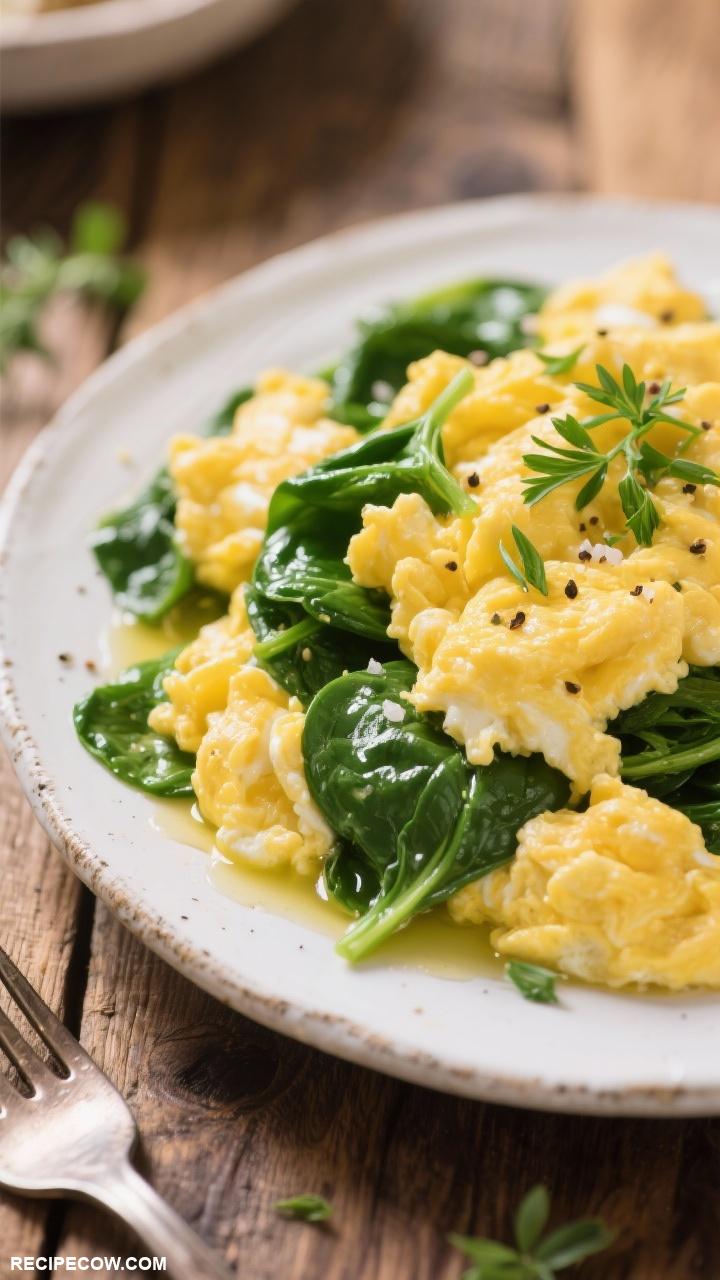 budget friendly breakfast ideas Scrambled Eggs with Spinach