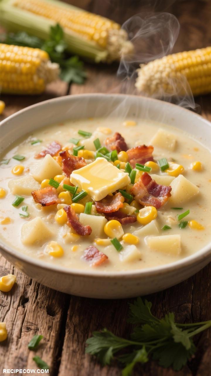 country style cooking Corn Chowder with Bacon