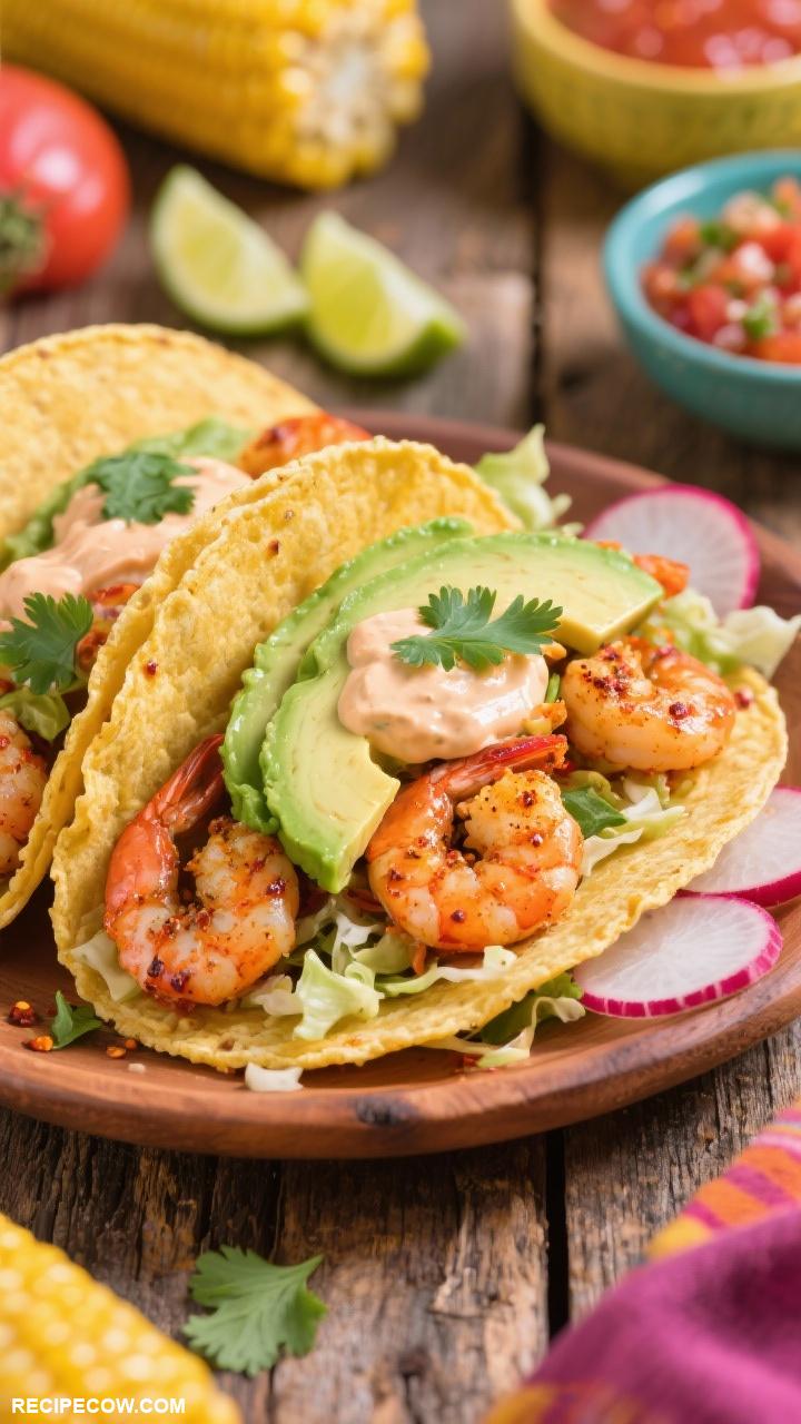 dinner recipes Spicy Shrimp Tacos with Avocado