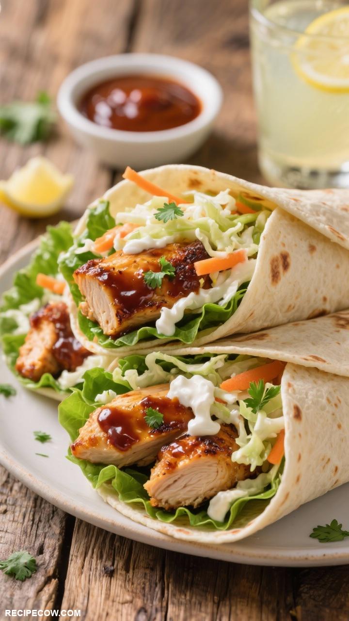 easy dinner ideas BBQ Chicken Wraps with Coleslaw
