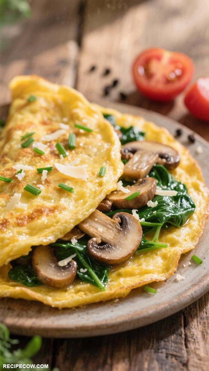 healthy dinner recipes Mushroom and Spinach Omelette