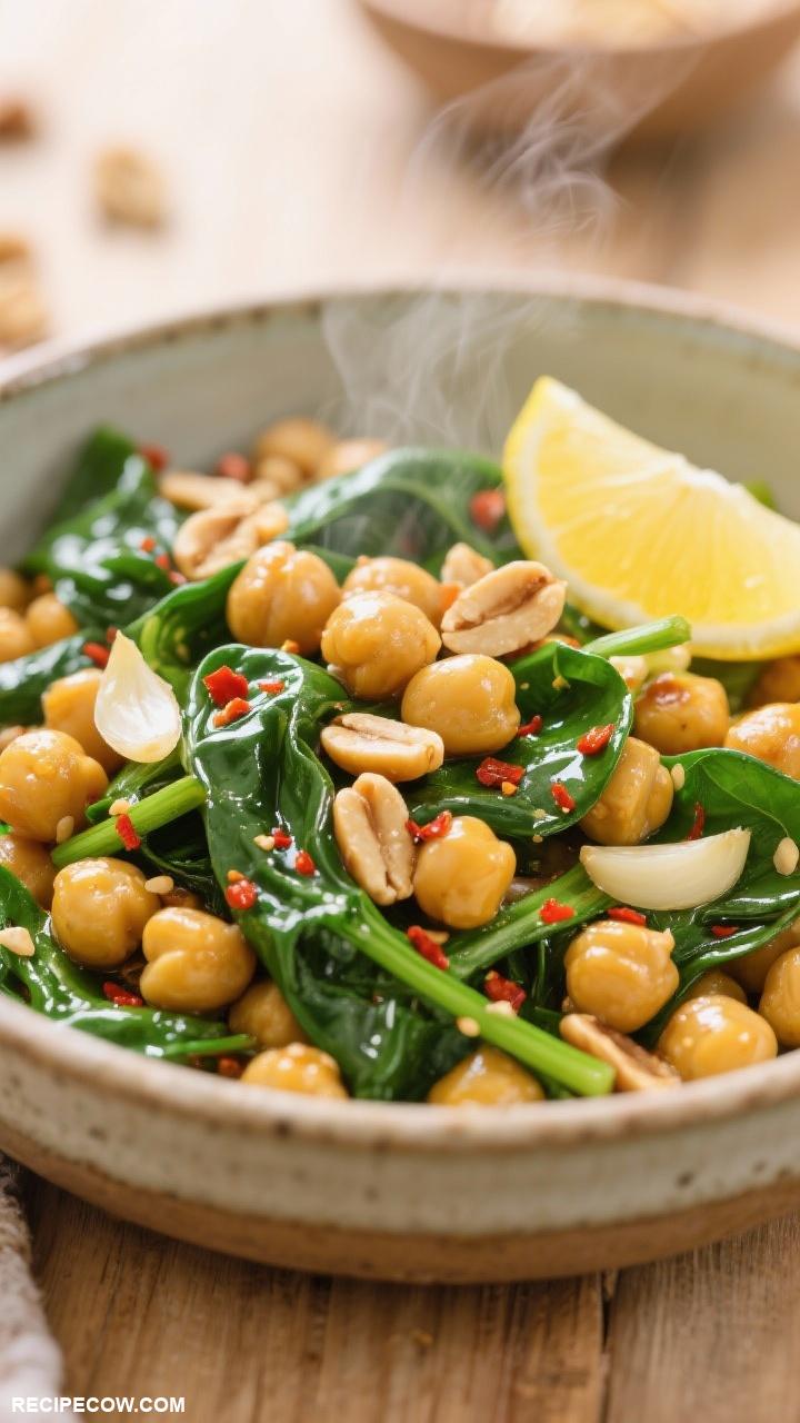 healthy lunch recipes Chickpea and Spinach Stir Fry