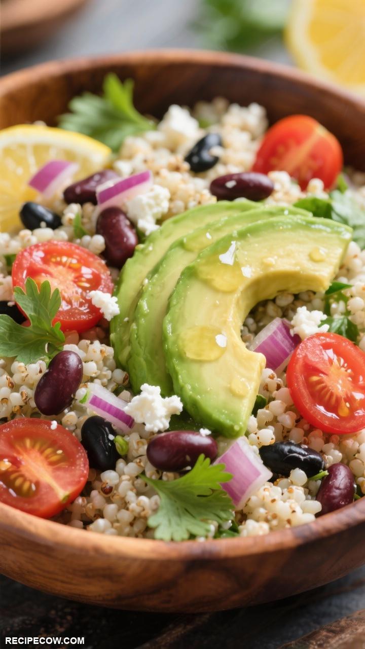 healthy lunch recipes Quinoa Salad with Avocado and Beans