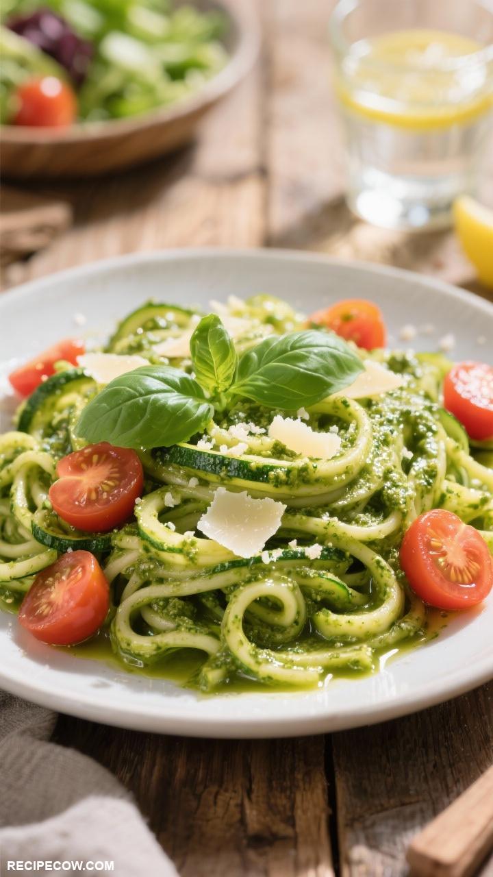 healthy lunch recipes Zucchini Noodles with Pesto Sauce