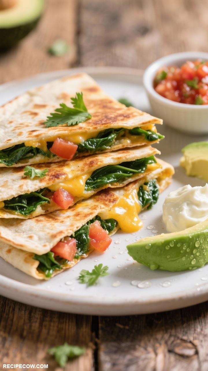 quick breakfast recipes Breakfast Quesadilla with Spinach