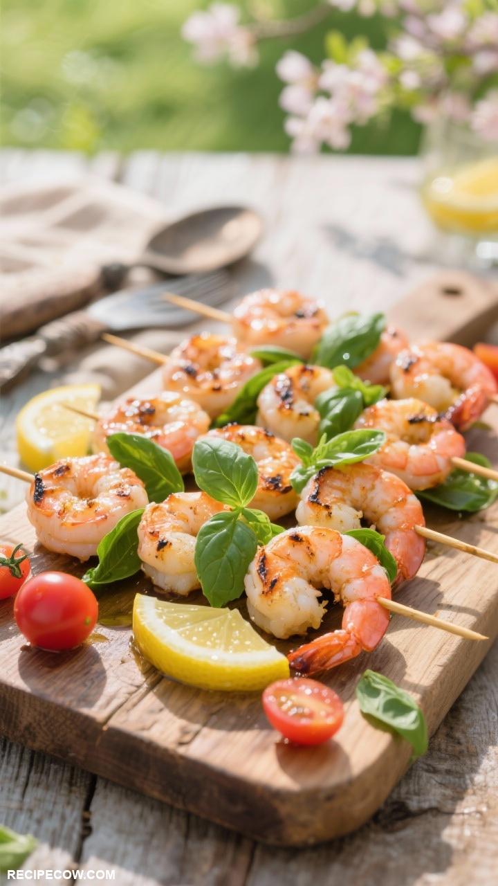 spring meals Lemon Basil Shrimp Skewers