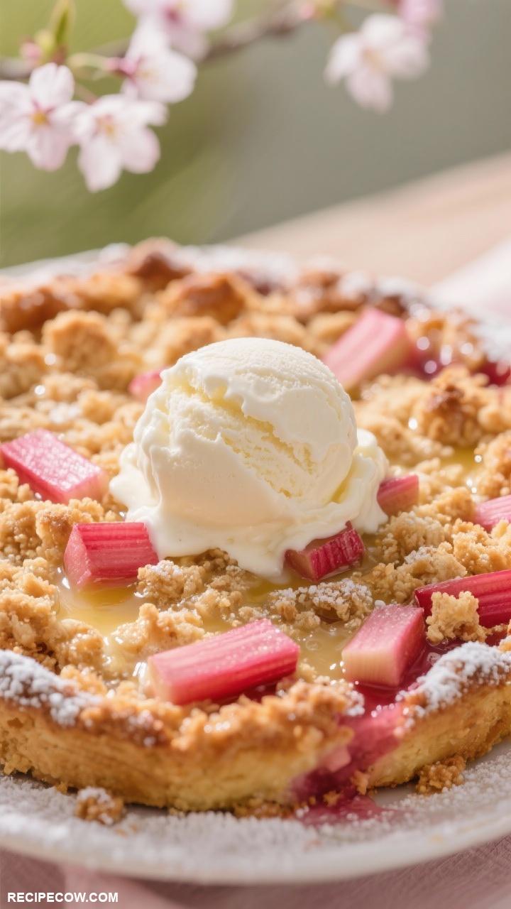 spring meals Rhubarb Crumble with Vanilla Ice Cream