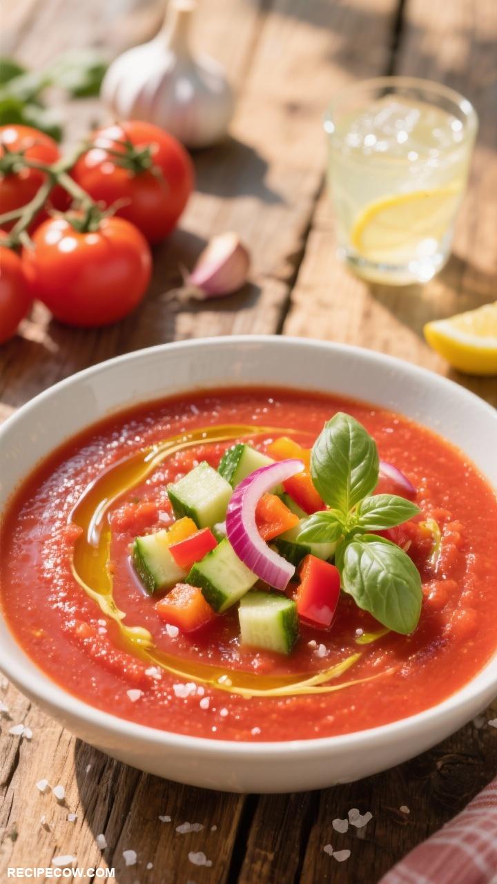 summer meals Chilled Gazpacho Soup with Veggies