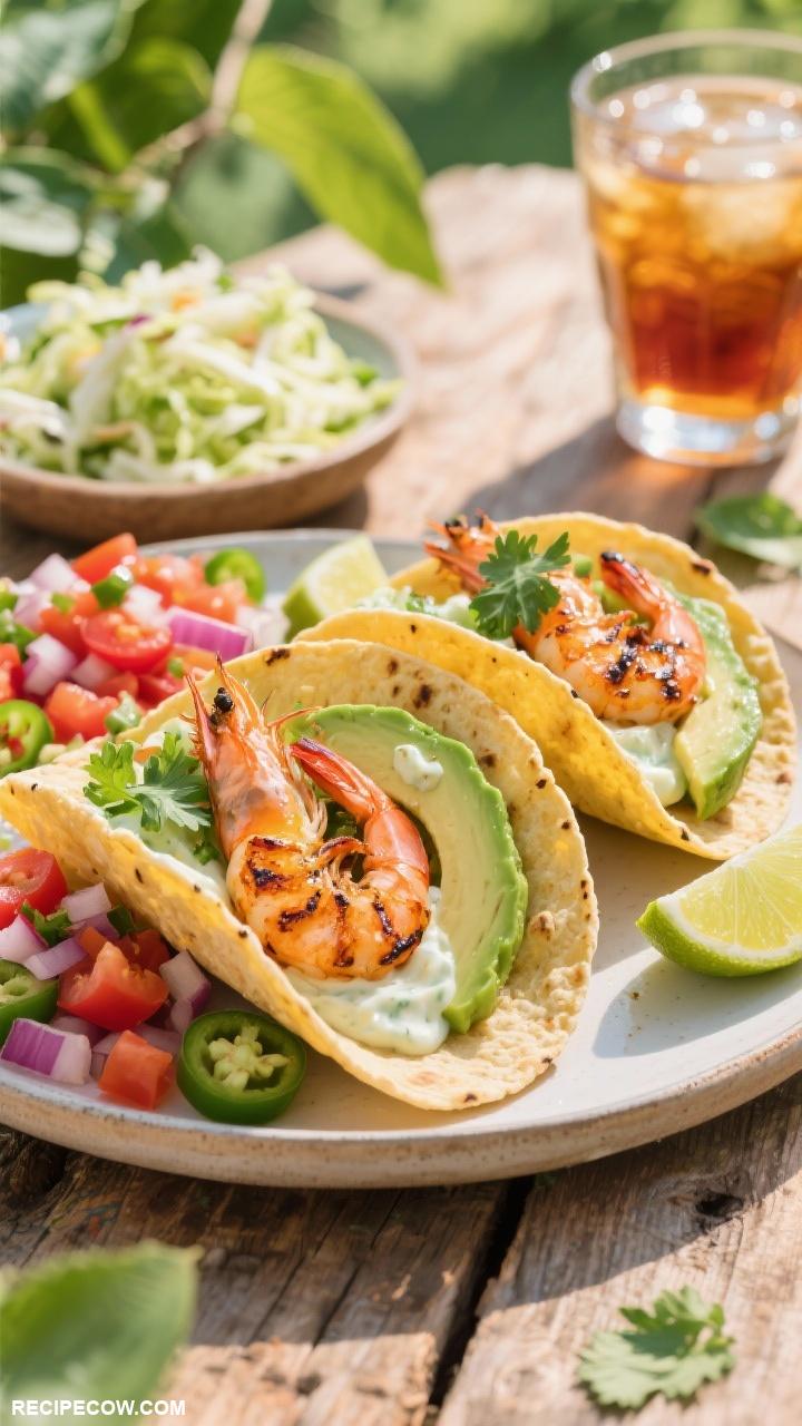 summer meals Grilled Shrimp Tacos with Avocado