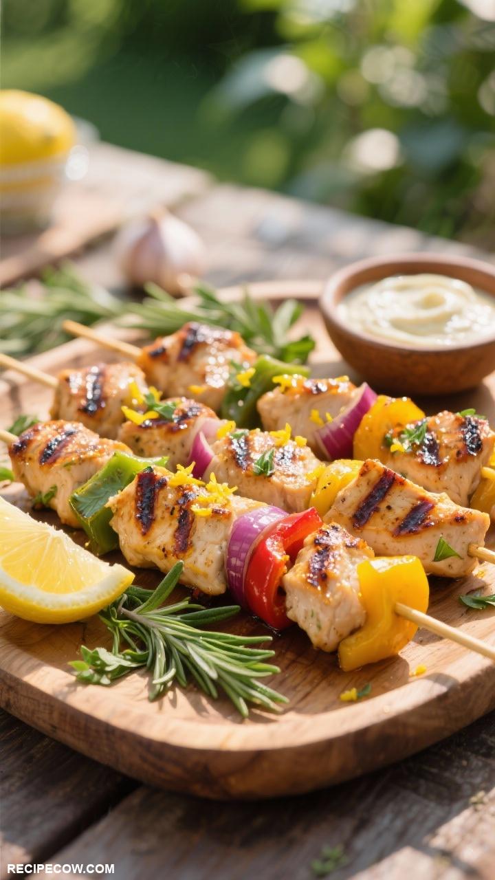 summer meals Lemon Herb Grilled Chicken Skewers
